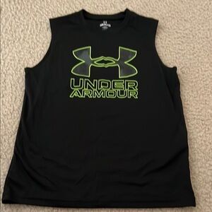 Under Armour Black and Neon Green Kids Tank Top